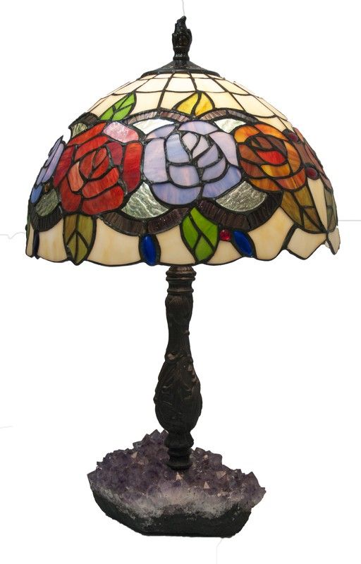 Tischlampe mit Amethyst Stein Rosy Serie Durchmesser 30cm