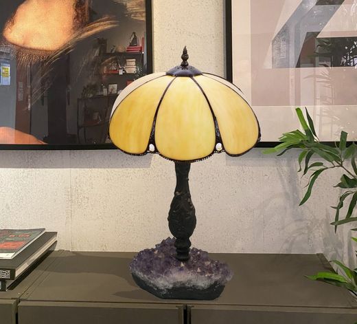 Table lamp with Amethyst stone Virginia Series diameter 30cm