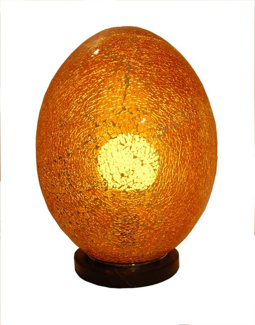 Candeeiro de mesa de ovo de mosaico âmbar maior