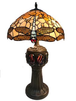 Tiffany Major Table Lamp with Lighted Base Belle Amber Series