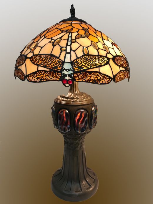 Tiffany Major Table Lamp with Lighted Base Belle Amber Series