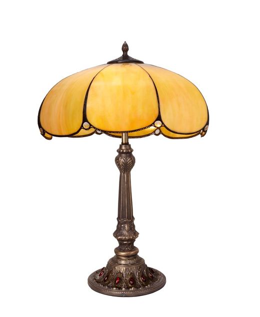 Lámpara de mesa Tiffany con base con perlas de cristal Serie Virginia diámetro 45cm de "Tiffan y luz"