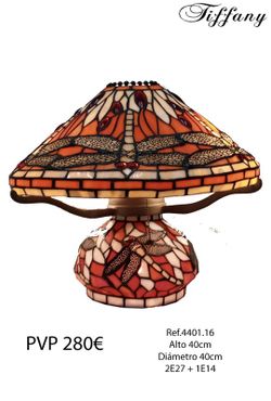 Lampe de table Tiffany avec base lumineuse rouge