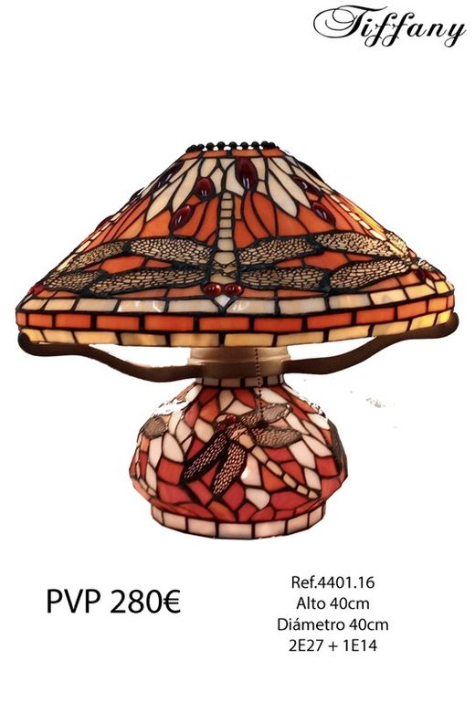 Lampe de table Tiffany avec base lumineuse rouge