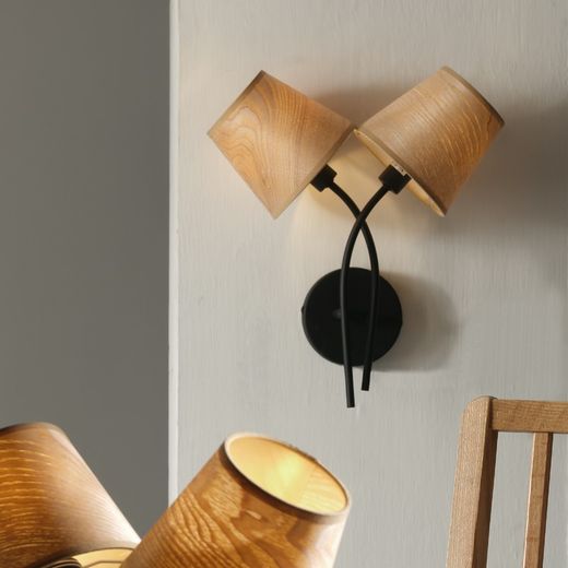 Wandleuchte der Asia-Serie mit 2 Lampenschirmen