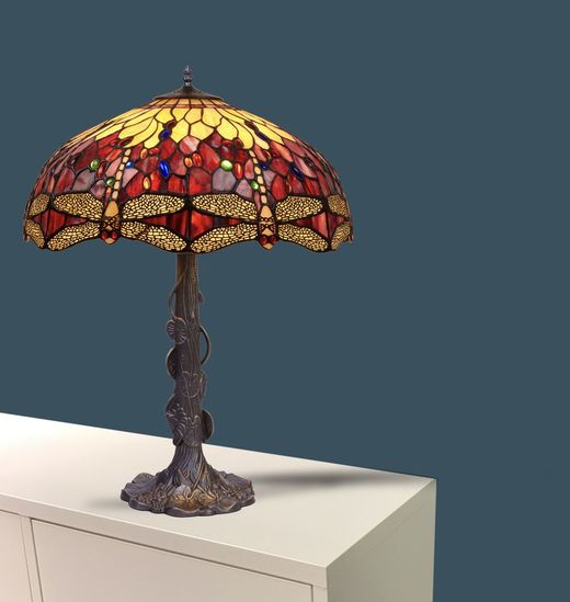 Candeeiro de mesa árvore com folhas Tiffany Belle Rouge Series Diâmetro 54cm Tiffan e Light