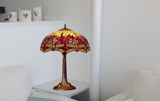 Luminária de mesa Tree XXL Tiffany Belle Rouge Series Diâmetro 54 cm Tiffan e Light