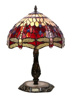 Lámpara De Sobremesa base con agata clara Tiffany Serie Belle Rouge Diámetro 30cm Tiffan y Luz