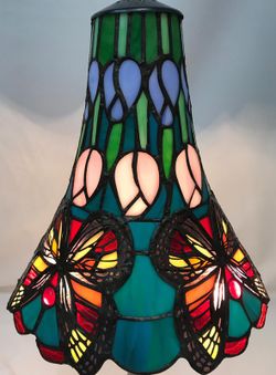 Table lamp with hexagonal base Butterfly Series d.25 by "Tiffan and light"