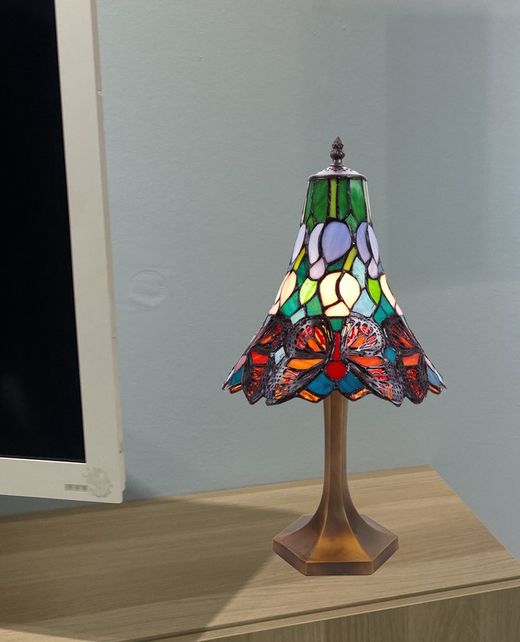 Table lamp with hexagonal base Butterfly Series d.25 by "Tiffan and light"