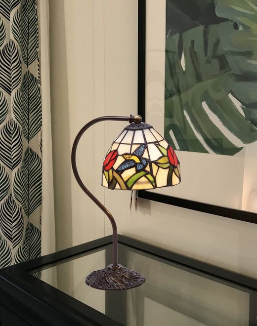Colibri Lampada da Tavolo con braccio Serie Compatta Diametro 15cm Tiffan e Luce
