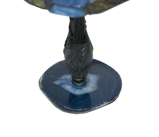 Table lamp with blue agate base Butterfly Series d.25 by "Tiffan and light"