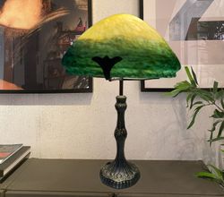 Large Yellow Glass Table Lamp, 40cm diameter – Elegance and Light with Character