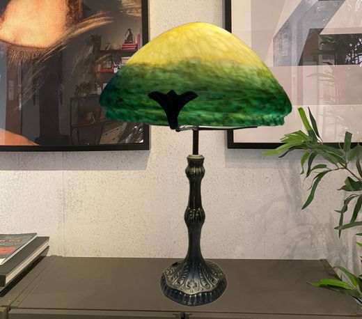 Large Yellow Glass Table Lamp, 40cm diameter – Elegance and Light with Character