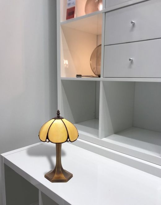 Sechseckige Tischlampe Tiffany Serie Virginia Durchmesser 20cm Tiffan und Licht