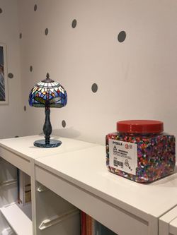 Lámpara De Sobremesa Serie Belle Epoque base agata azul Diámetro 20cm Tiffan y Luz