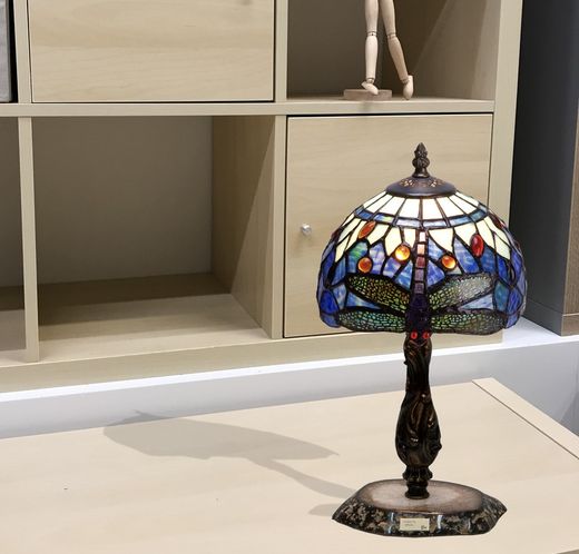 Lámpara De Sobremesa Serie Belle Epoque base agata azul Diámetro 20cm Tiffan y Luz