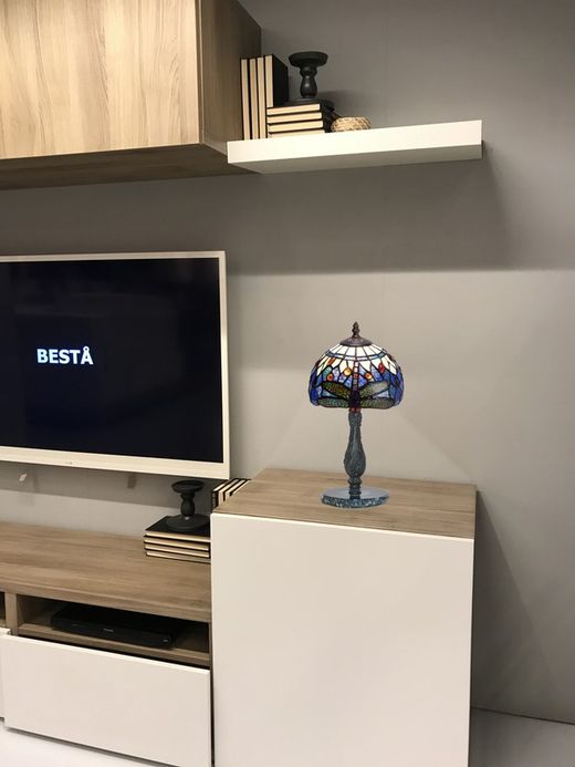 Lámpara De Sobremesa Serie Belle Epoque base agata azul Diámetro 20cm Tiffan y Luz