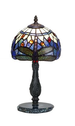 Lámpara De Sobremesa Serie Belle Epoque base agata azul Diámetro 20cm Tiffan y Luz