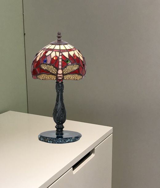 Lámpara De Sobremesa Serie Belle Rouge base agata azul Diámetro 20cm Tiffan y Luz