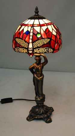 Lámpara De Sobremesa Serie Belle Rouge base con figura esclava alta Diámetro 20cm Tiffan y Luz