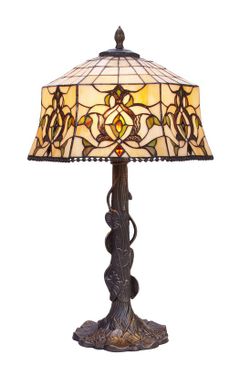 Tischlampe der Hexa-Serie mit Blättern am Fuß Durchmesser 40 cm