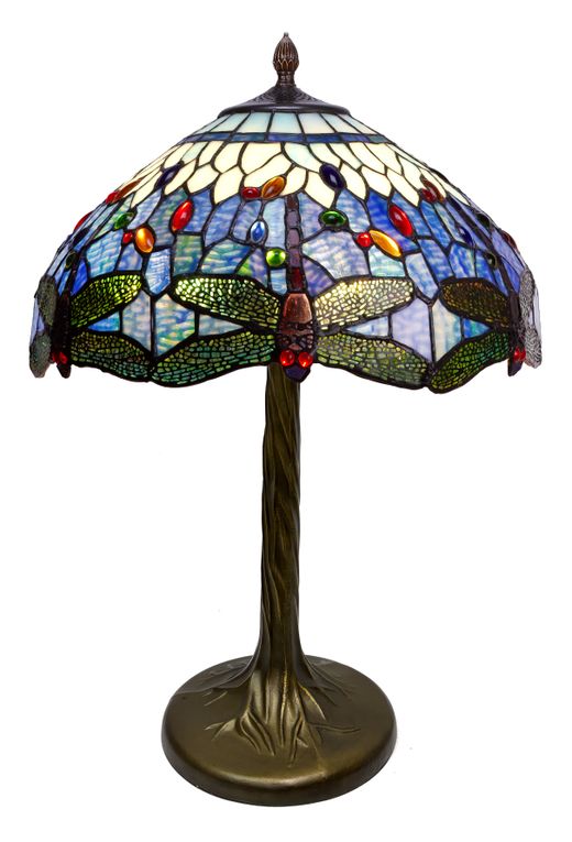 Lámpara de sobremesa Tiffany con base árbol Serie Belle Epoque d.40cm Tiffan  y Luz