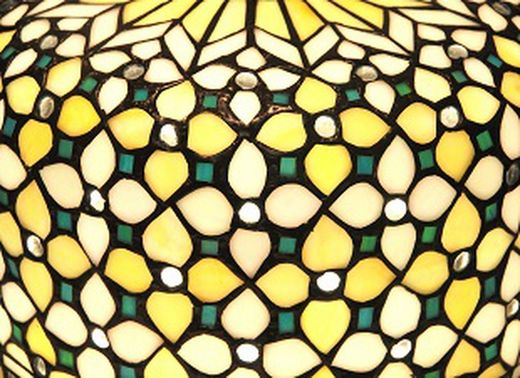 Lámpara De Sobremesa  Tiffany con base árhexagonal Serie Queen Diámetro 30cm Tiffan y Luz certificado original opalinas de cristal de americano alta calidad modernista