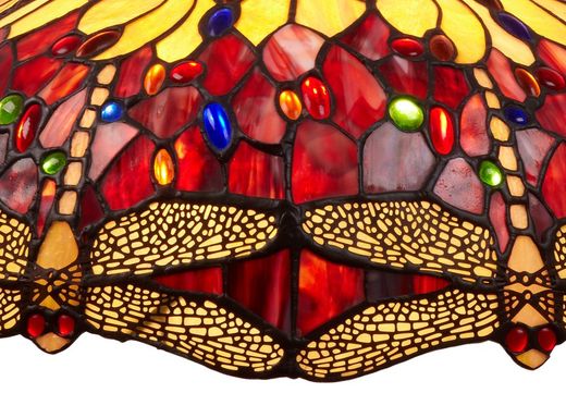 Lampada da Tavolo Tiffany Serie Belle Rouge Diametro 54cm Vetro opalino originale certificato Tiffan e Luce da Americano modernista di alta qualità