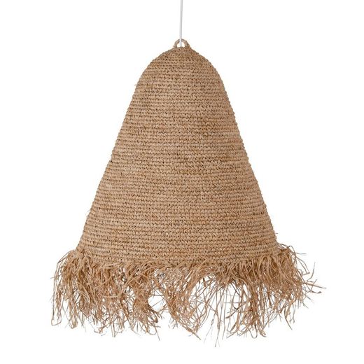 Lampara de techo mayor natural fibra natural enlazada con forma campana achinada despeinada