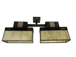 Lámpara de techo plafón menor Tiffany con 2 pantallas Serie Aedos