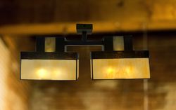 Lámpara de techo plafón menor Tiffany con 2 pantallas Serie Aedos