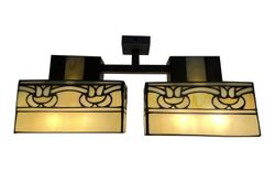 Lámpara de techo plafón menor Tiffany con 2 pantallas Serie Atenea