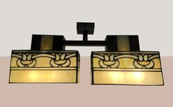 Lámpara de techo plafón menor Tiffany con 2 pantallas Serie Atenea