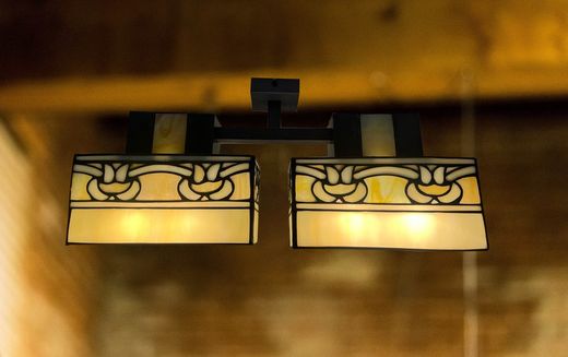 Lámpara de techo plafón menor Tiffany con 2 pantallas Serie Atenea