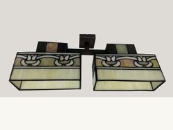 Lámpara de techo plafón menor Tiffany con 2 pantallas Serie Atenea