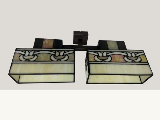 Lámpara de techo plafón menor Tiffany con 2 pantallas Serie Atenea