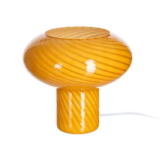Yellow and white glass table lamp, 25 x 25 x 22 cm