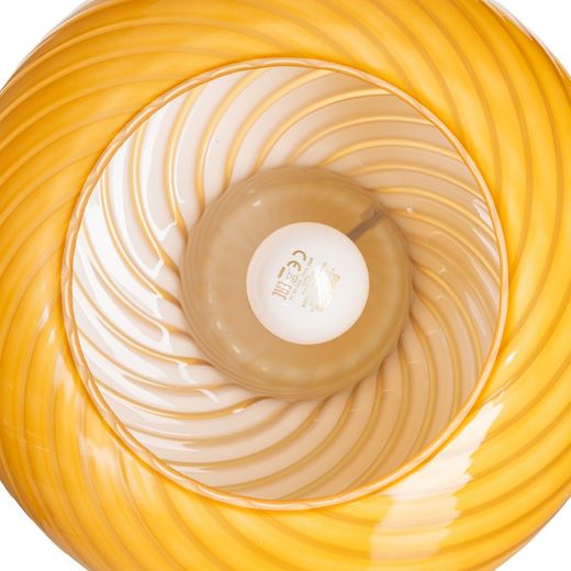 Yellow and white glass table lamp, 25 x 25 x 22 cm