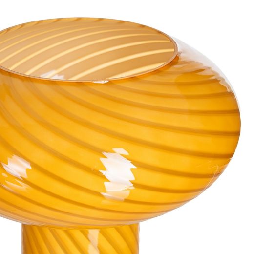 Yellow and white glass table lamp, 25 x 25 x 22 cm