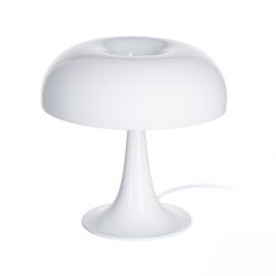 White glass and metal table lamp, 25.50 x 25.50 x 25 cm