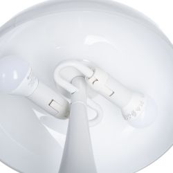 White glass and metal table lamp, 25.50 x 25.50 x 25 cm