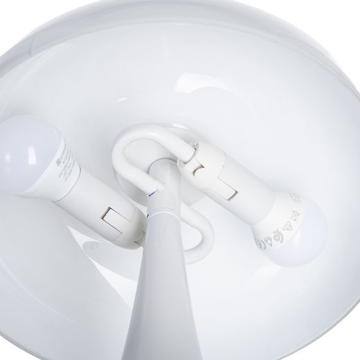 White glass and metal table lamp, 25.50 x 25.50 x 25 cm