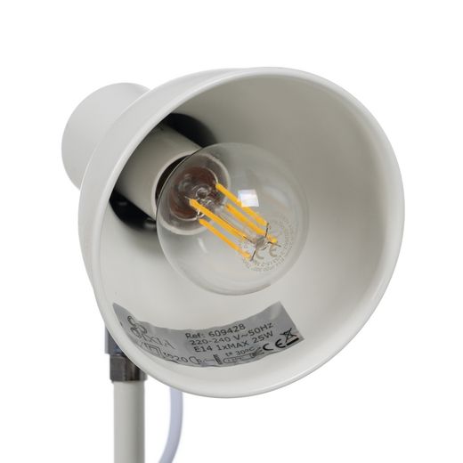 White metal table lamp, lighting, 15 x 14.50 x 36.50 cm