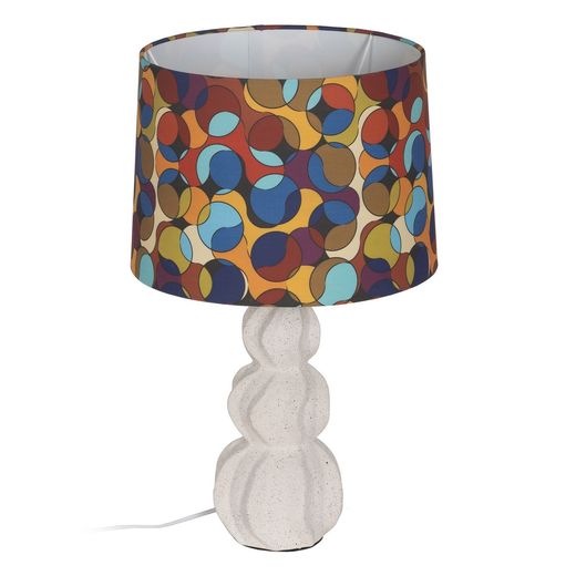 White-multicolor ceramic table lamp 36.50 x 36.50 x 60 cm