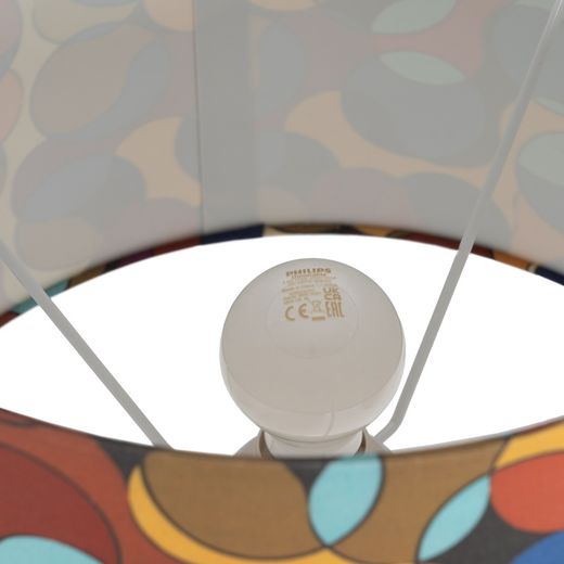 White-multicolor ceramic table lamp 36.50 x 36.50 x 60 cm