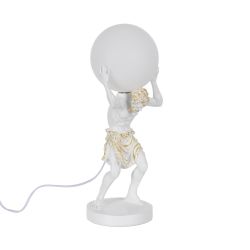 White resin table lamp 18 x 17 x 44 cm