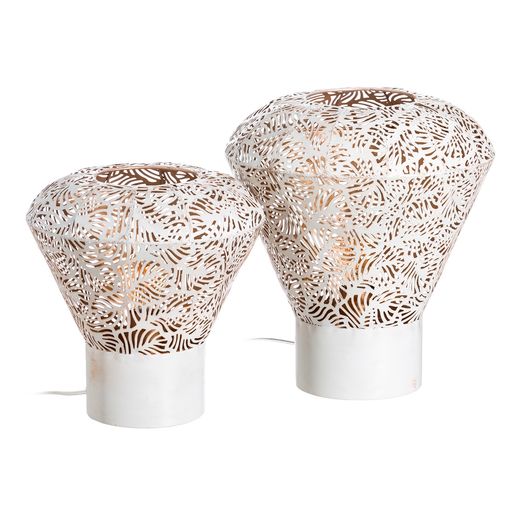 White distressed metal table lamp 27 x 27 x 28 cm