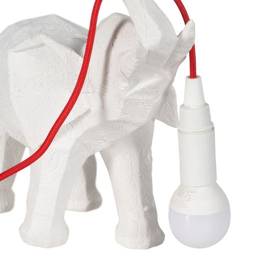 White polyresin elephant table lamp 27 x 13 x 24.50 cm