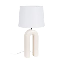 Cream lacquered MDF table lamp, lighting, 37.50 x 37.50 x 70